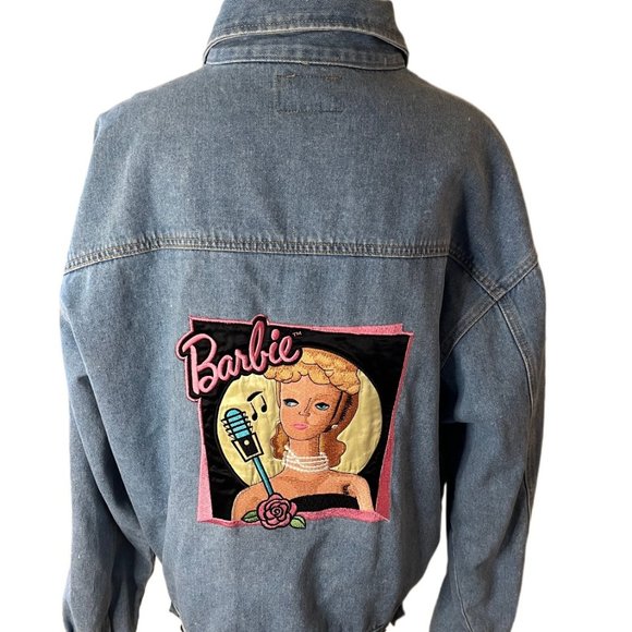 Barbie Jackets & Blazers - Vintage 90s Barbie Embroirdered Jerry Leigh Jean Jacket  Size Medium